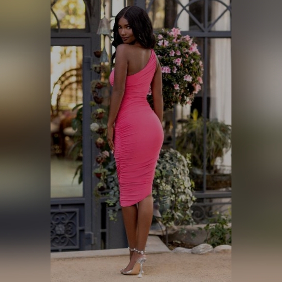Club L London One Shoulder Pink Dress - NEW - Picture 2 of 8